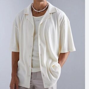 New SHORT SLEEVE OVERSIZED REVERE RIB JERSEY SHIRT